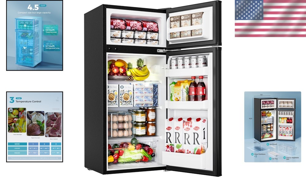 Mini Refrigerator with Freezer, 4.5 Cu.Ft - Adjustable Shelves, Energy-Efficient