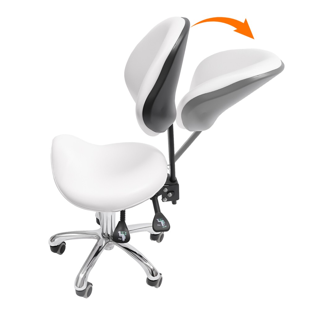 Ergonomic Saddle Stool with Adjustable Backrest for Comfort and Mobility