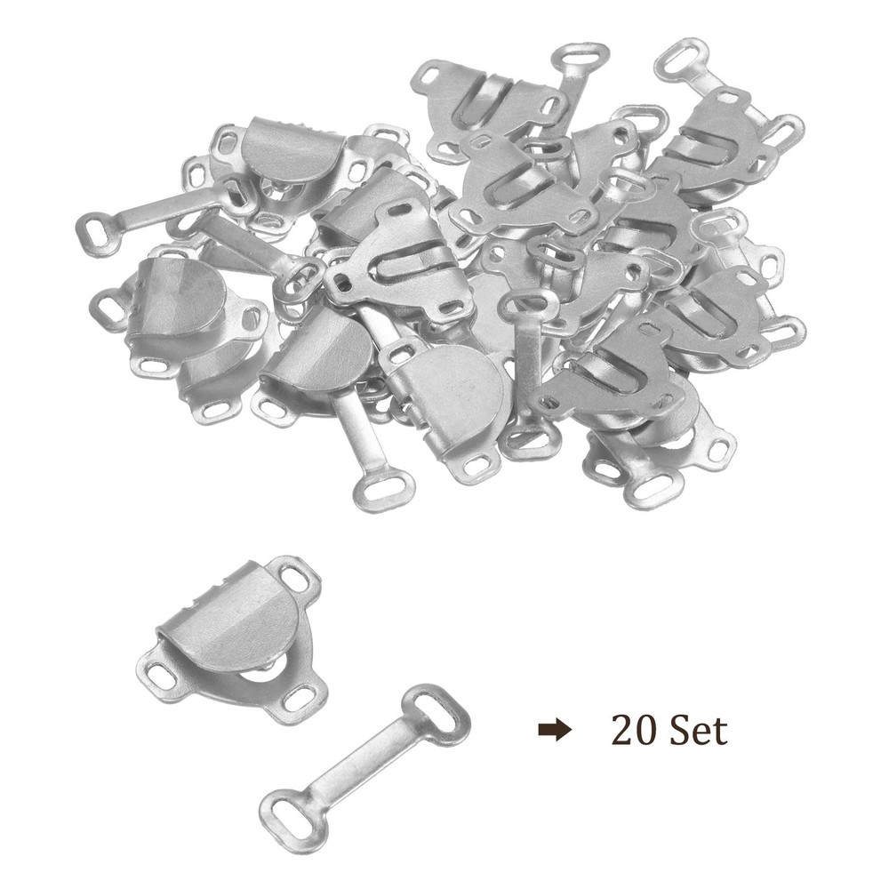 40pcs Sewing Hooks and Eyes Closure Set Silver Tone