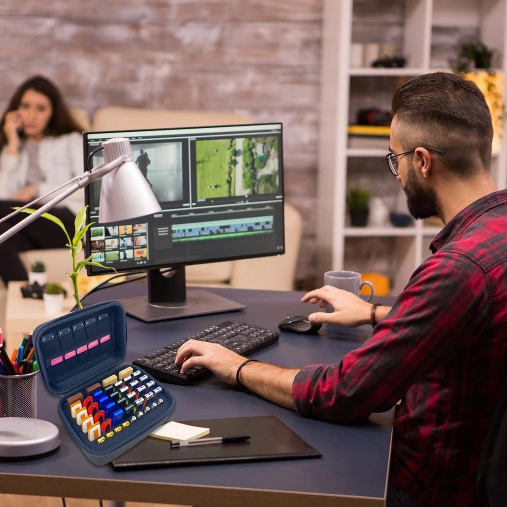 USB Flash Drive Case Memory Card Holder Thumb Organizer black