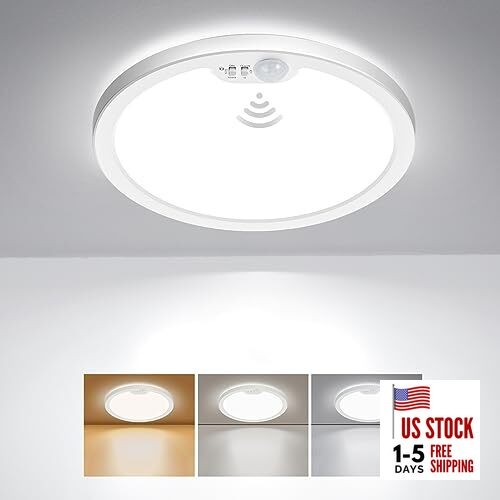 Motion Sensor Ceiling Light Wired, 8.7 Inch 3000K 4000K 5000K 8.7inch-1pack