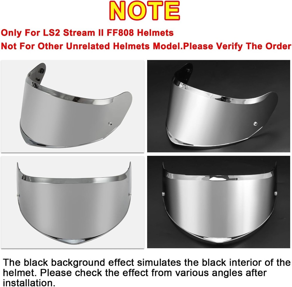 Helmet Tinted Visor Face Shield Replacement for Stream II FF808, Silver