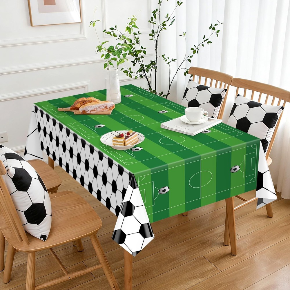 2 Pcs Soccer Table Cloth 54 x 108 Inches Disposable Plastic Rectangular Table...