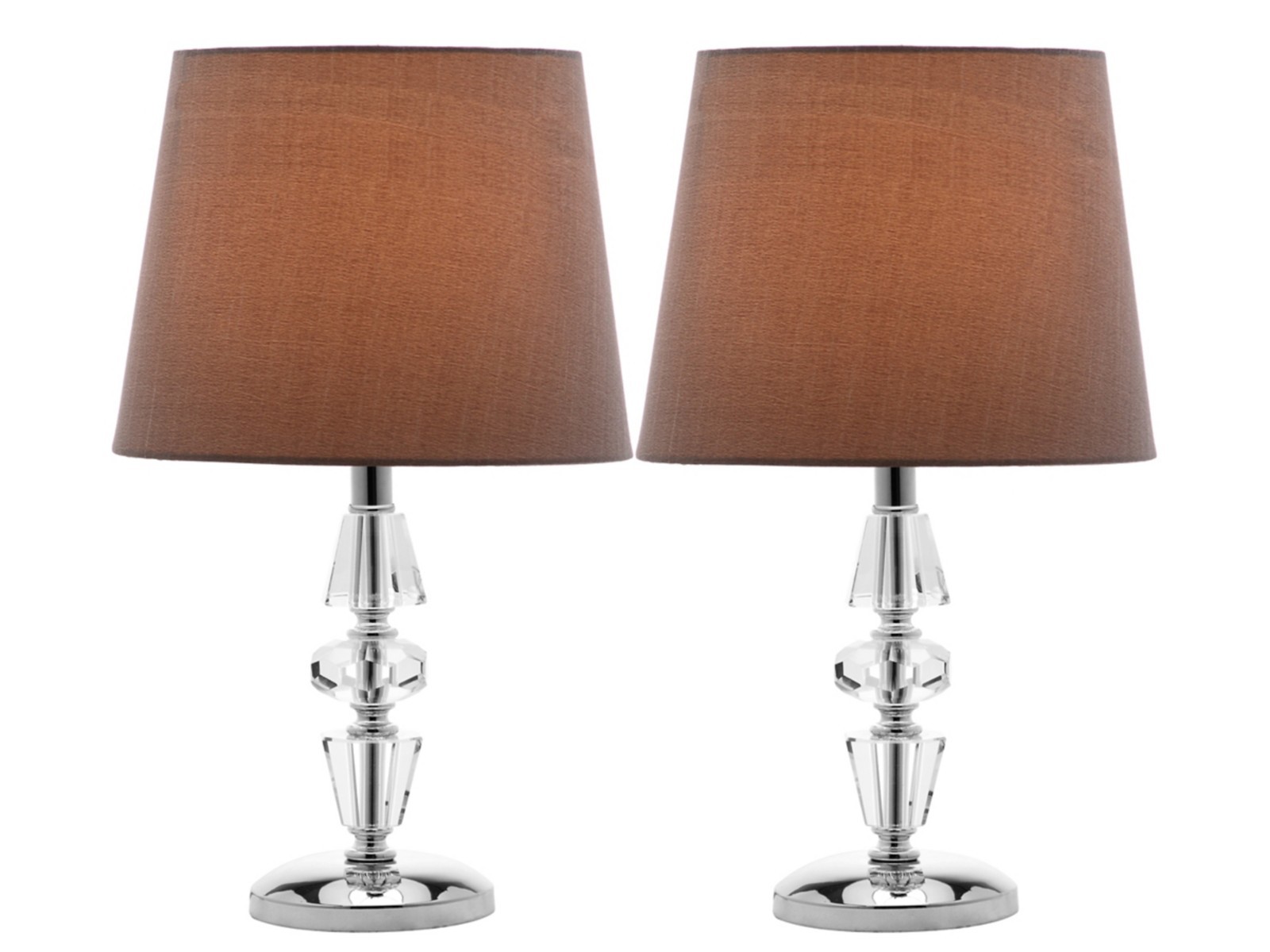 SET OF 2 Safavieh Tiered Crystal Table Lamp Modern Bedroom Living Room GRAY