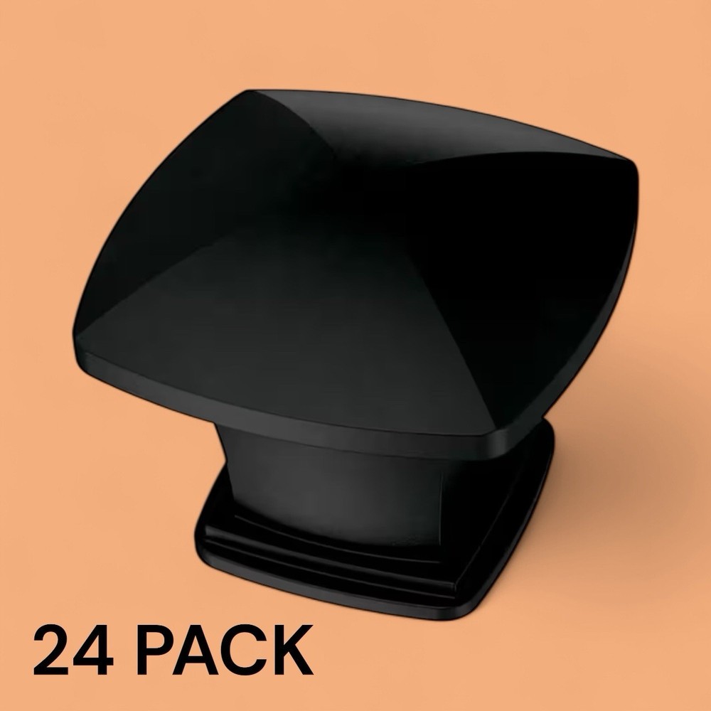 Franklin Brass 1-1/4 in.Matte Black Soft Square Cabinet Drawer Knobs (24 Pack)PT