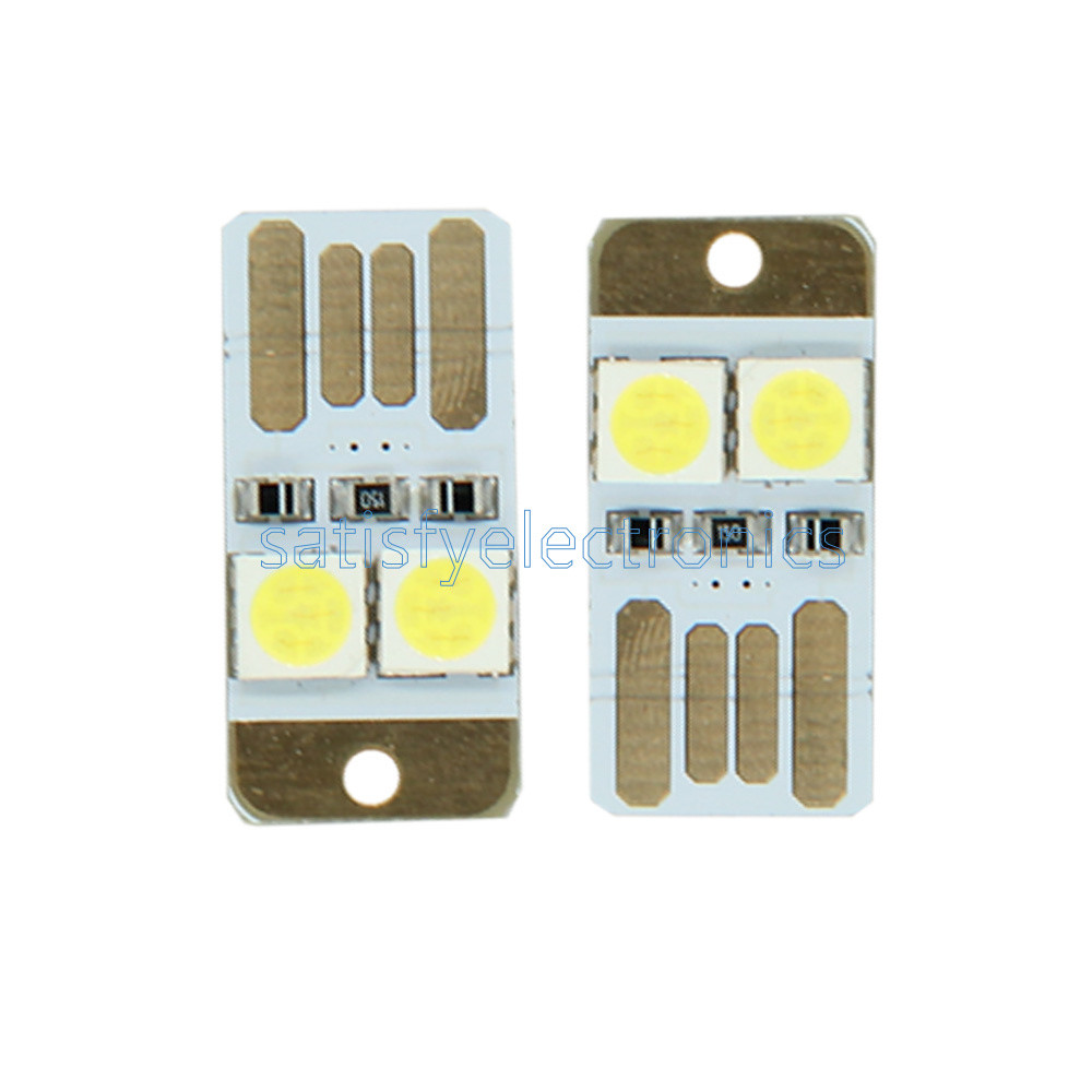 5Pcs Portable Double Sided Pluggable USB LED Night Light Power Supply Lamp White