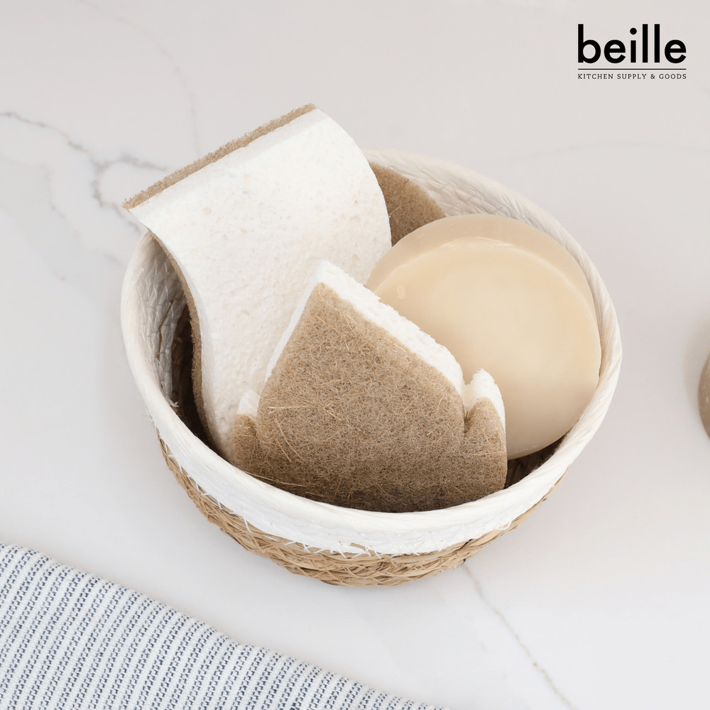 Beille 2pk Non Scratch Coconut Plant Based Dish Sponge Kitchen Tools (2 Styles)