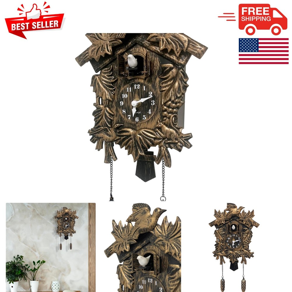 Battery-Powered Cuckoo Clock - Adjustable Volume Flapping Bird & Vintage Style