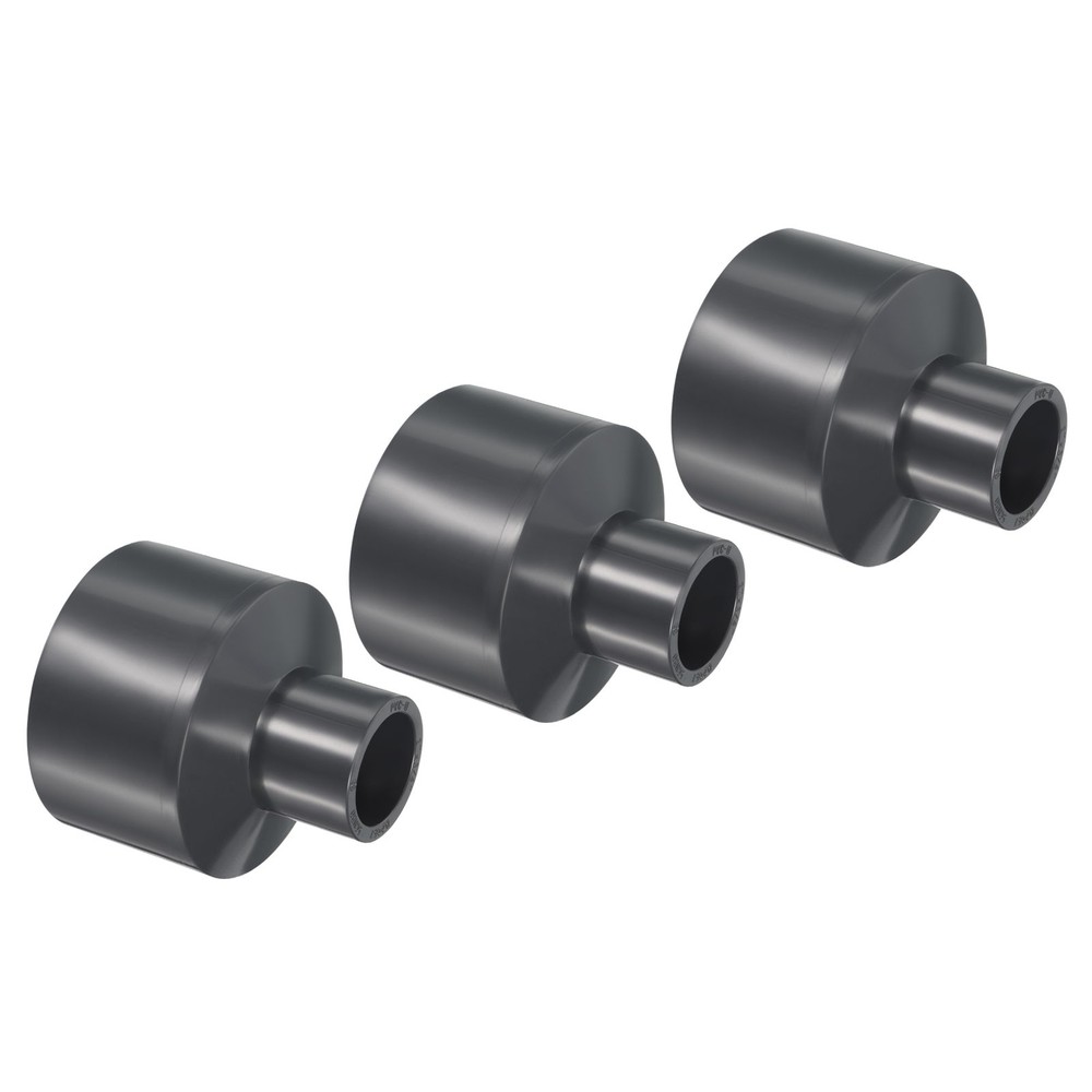 3pcs 2"x3/4" SCH80 UPVC Reducer Pipe Fitting Straight Coupling Connector, Grey