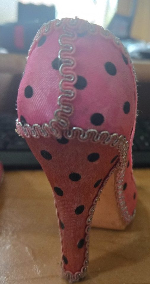 Lot of 4 High Heel Shoe Ring Holders Jewelry Display Fabric Heels Vanity Decor