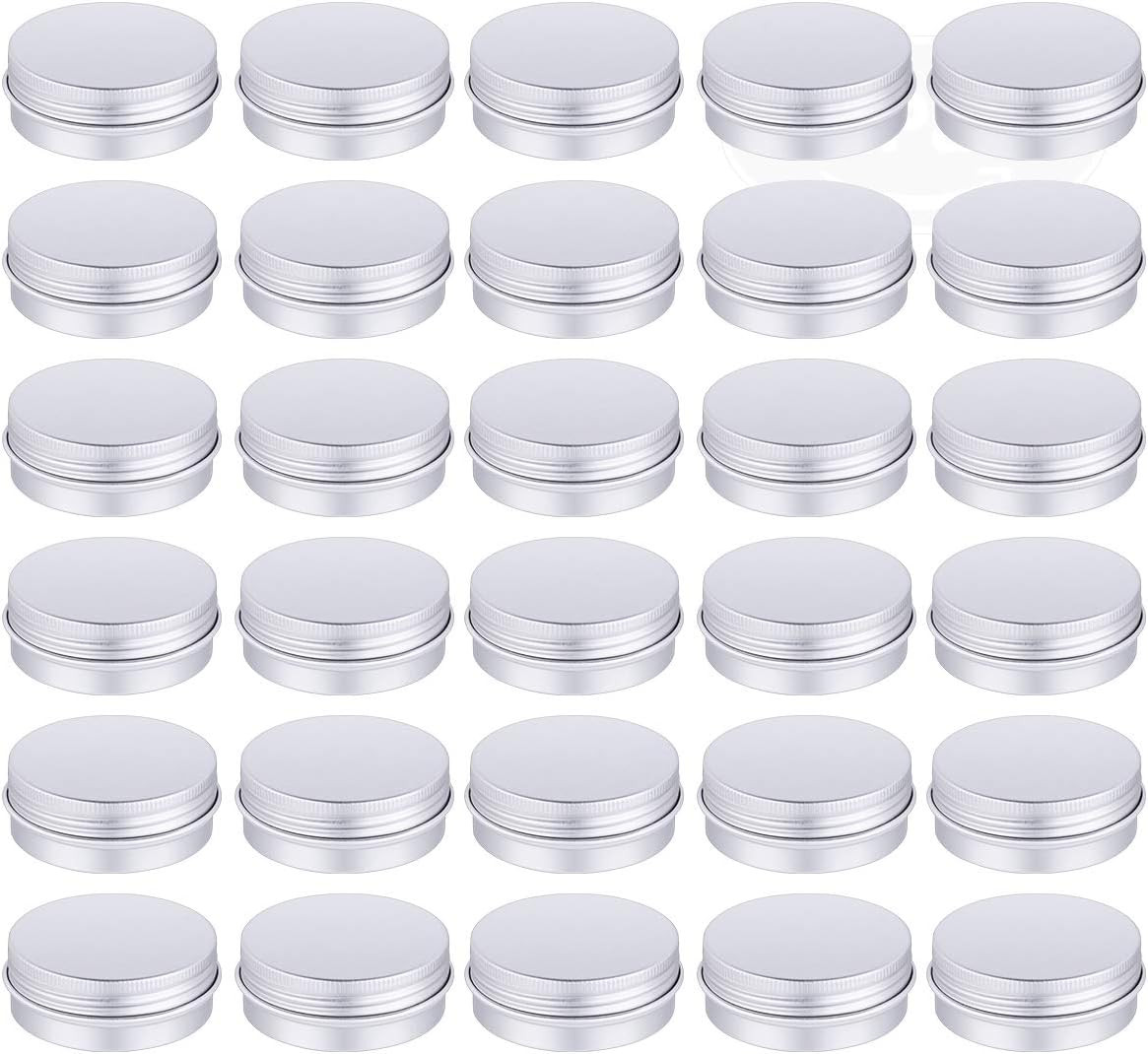 30 Pack Tin Cans Screw Top round Metal Lip Balm Tins Containers with Lids (1Oz)