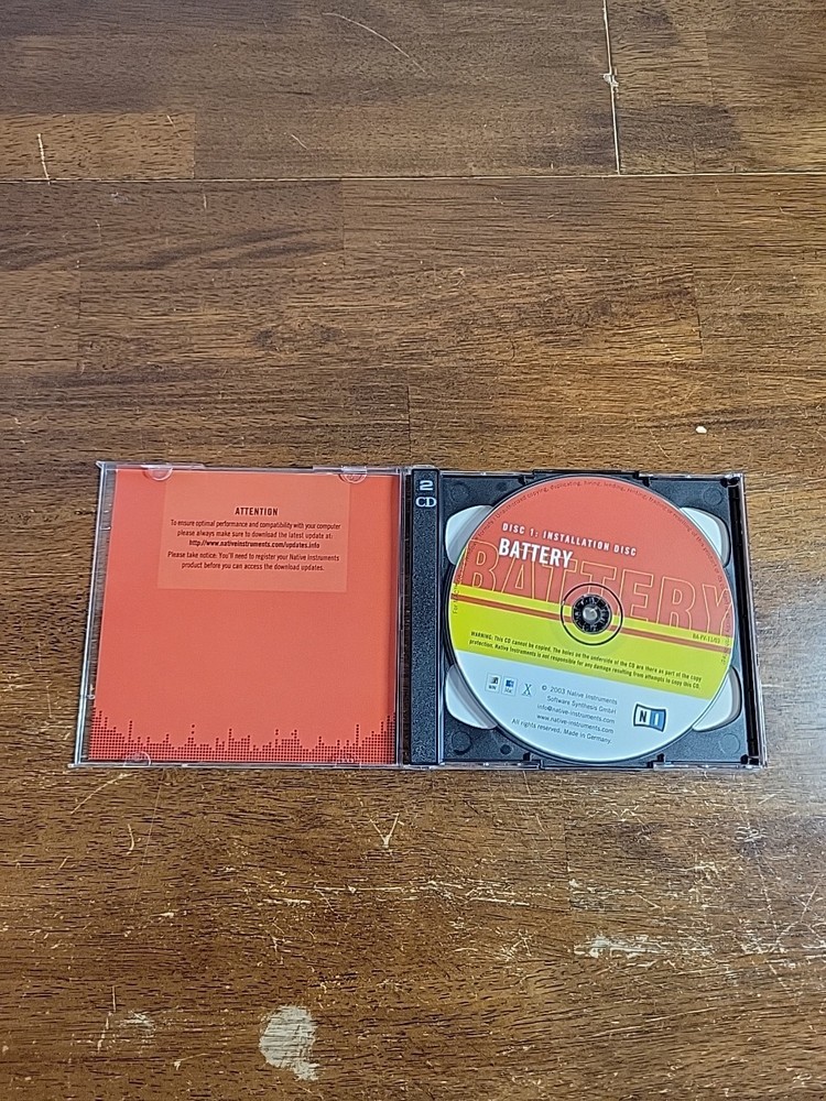 Vintage 2003 Native Instruments Battery 2 Virtual Drum Sampler Software 2 CD Set