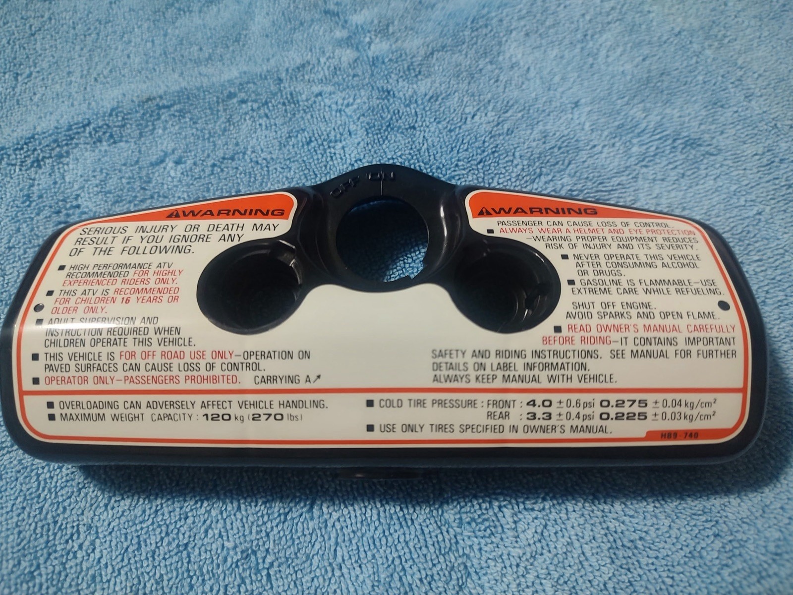 88-89 HONDA TRX250R KEYPAD DASH PANEL IGNITION OEM ON OFF SWITCH HANDLEBAR COVER