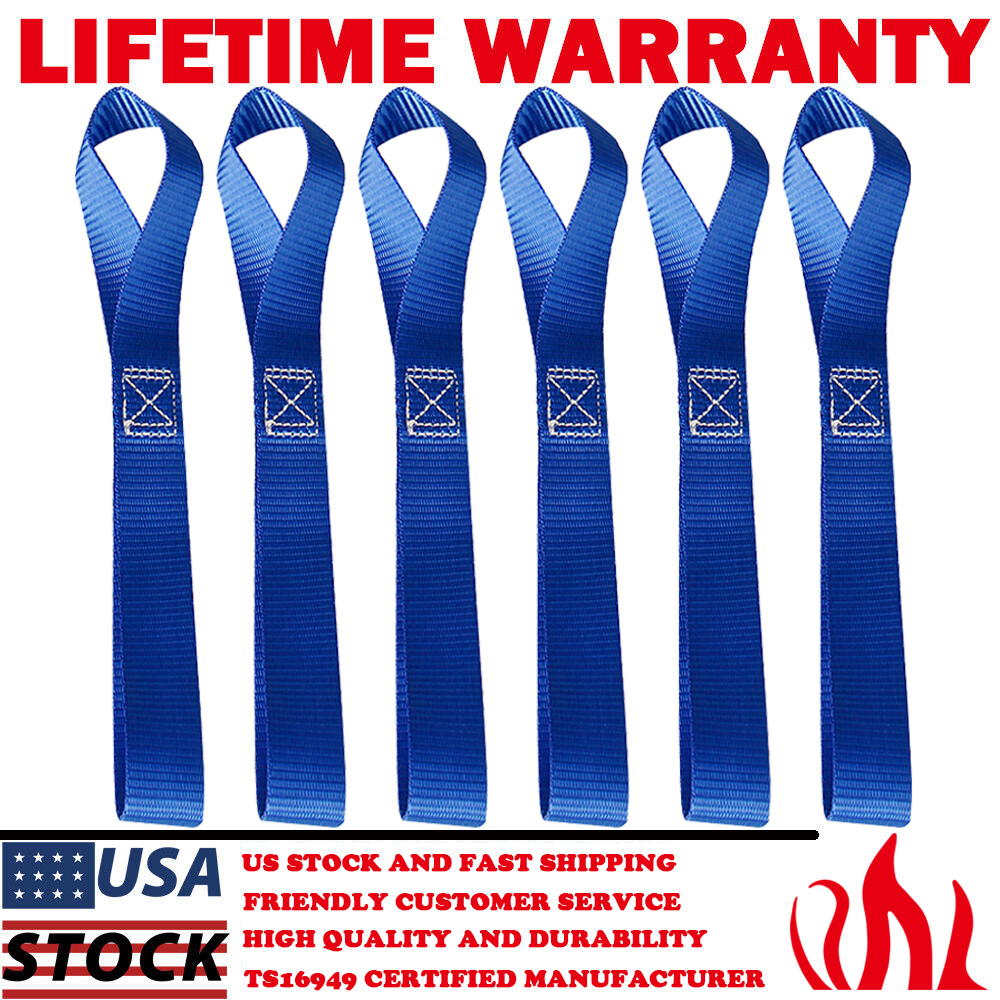 6 Pack Soft Loop Tie Down Straps for Motorcycle Snowmobile Towing Cargo ATV UTV