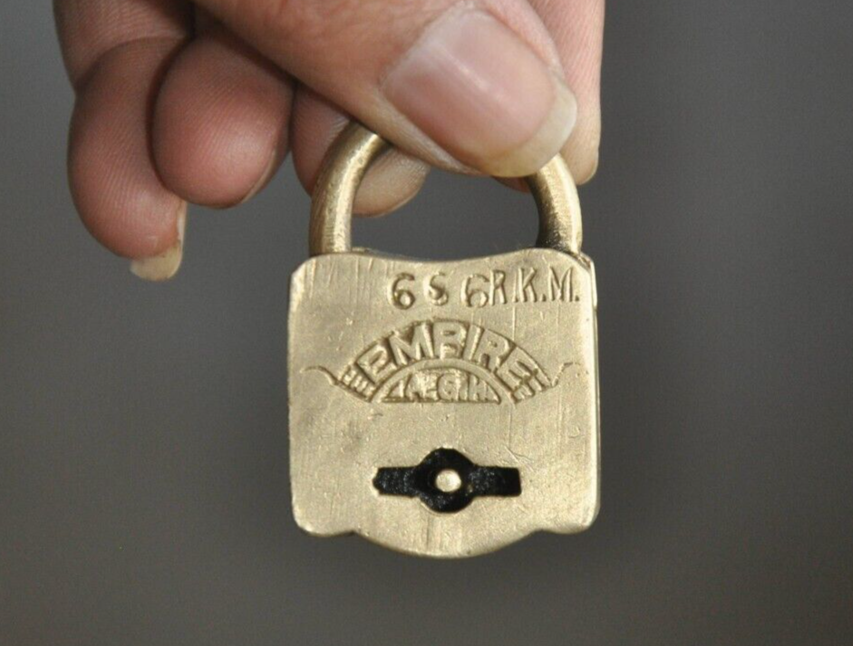 2 Pc Vintage Brass Unique Shape Handcrafted Master & Empire Engraved Padlocks