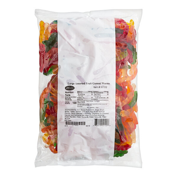 Albanese Large Assorted Fruit Gummi Worms 5 lb.