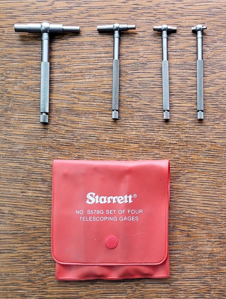 Vintage L. S. Starrett No. S579G Set of Four Telescoping Gages in Pouch USA
