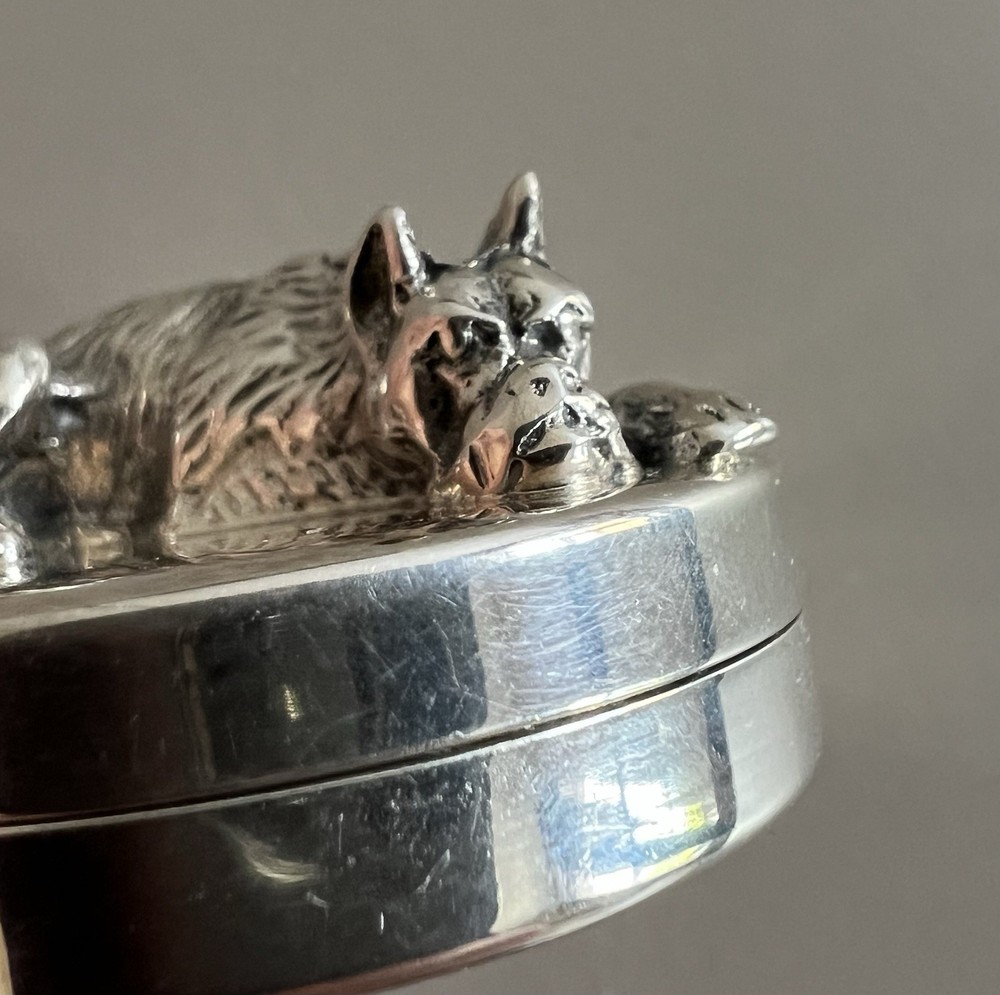 Solid Silver Scottie Dog Pill Snuff Box