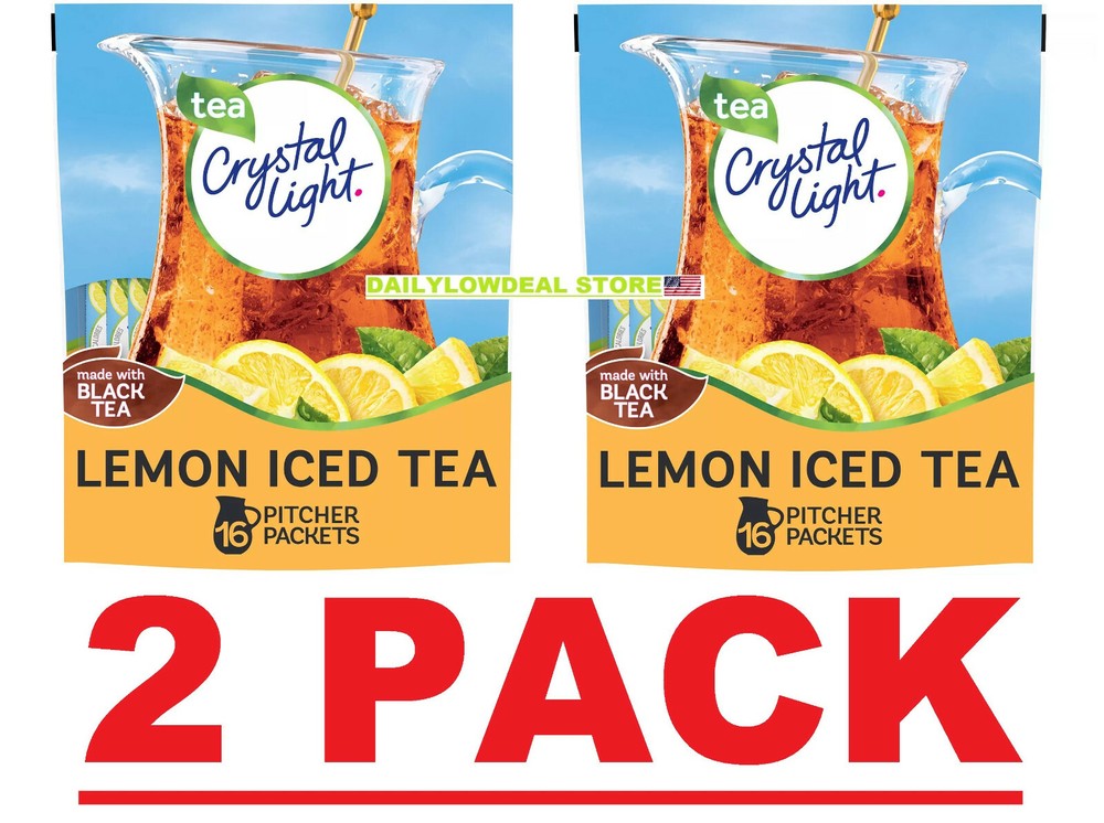 2 PACK - 16ct Crystal Light Lemon Iced Tea Powdered Drink Mix (Total 32 Packets)