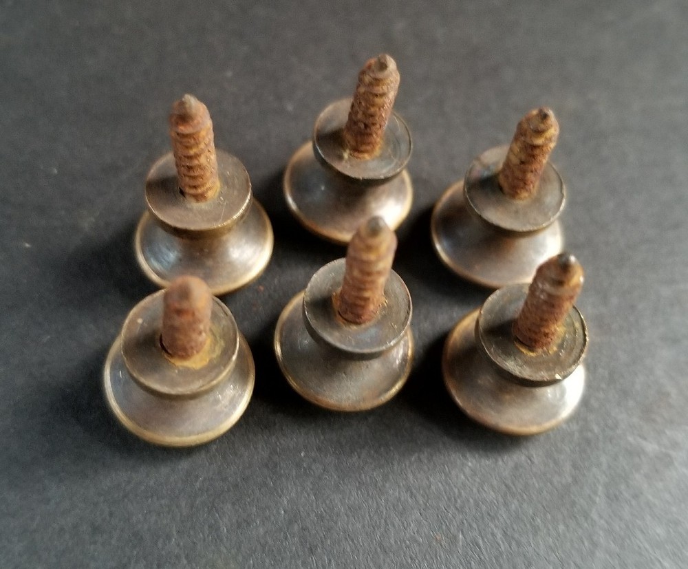 6 Solid Brass VERY SMALL Stacking Barrister Bookcase 7/16" Knobs drawer Pulls #K