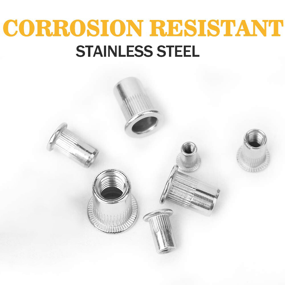 150Pcs Aluminium Flat Head Rivet Nuts Threaded Insert Nut Nutsert Rivnuts