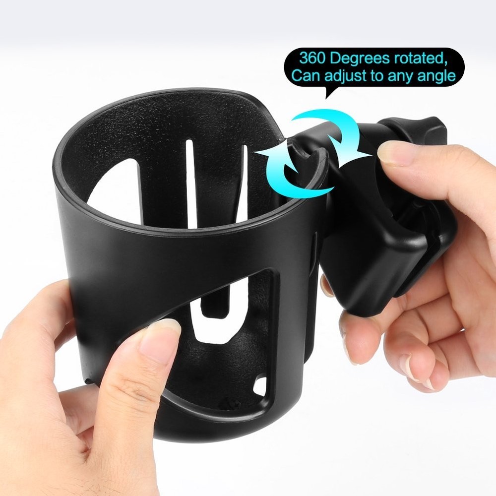 Universal Stroller Cup Holder with Hook - 360° Rotatable & Adjustable Clip
