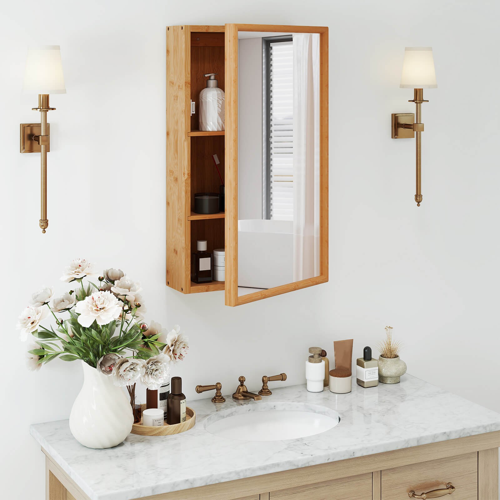Small Medicine Cabinet w/Mirror Door & Removable Shelves for Compact Spaces