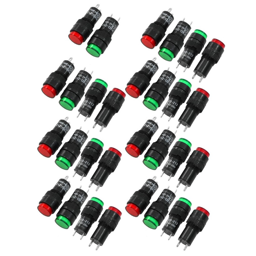 30pcs 2 Panel Mount Terminals with AC220V Green Red Light
