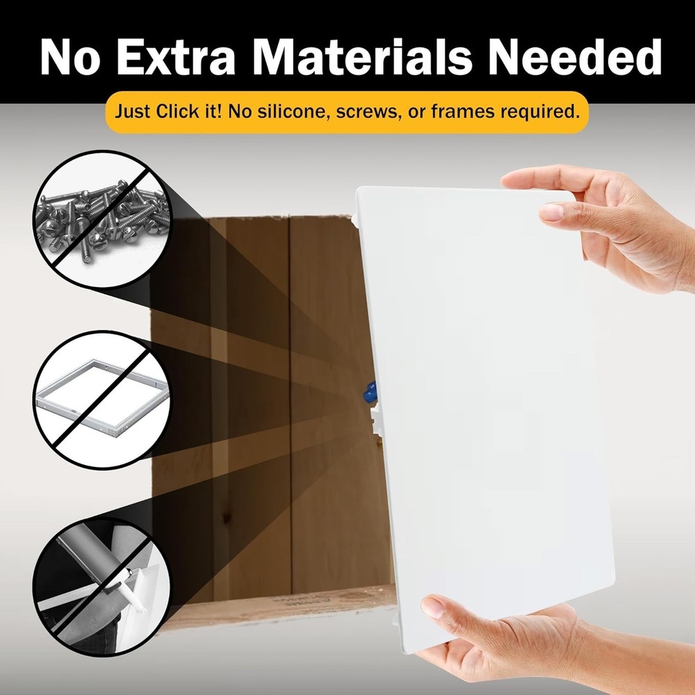 Plastic Access Panel 8x8 inches with Spring Click Technology - No Tools Requi...