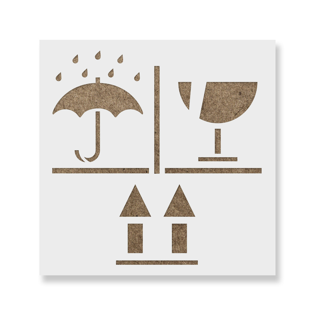 Keep Dry Fragile Up Stencil - Durable & Reusable Mylar Stencils