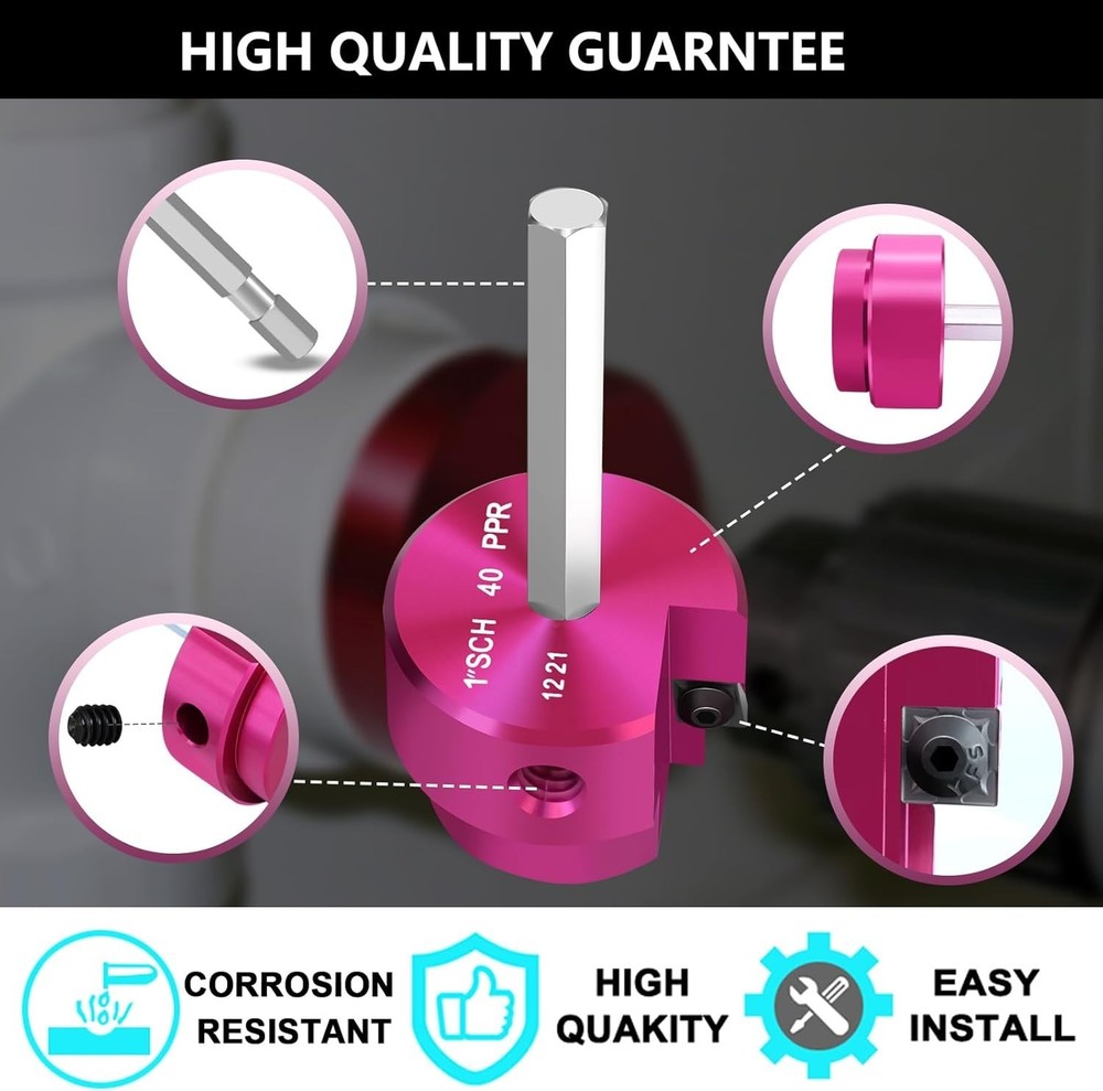 4 Pcs PVC Pipe Reamer Kit, PVC Fitting Saver Plastic Pipe Fitting Reamer Socket