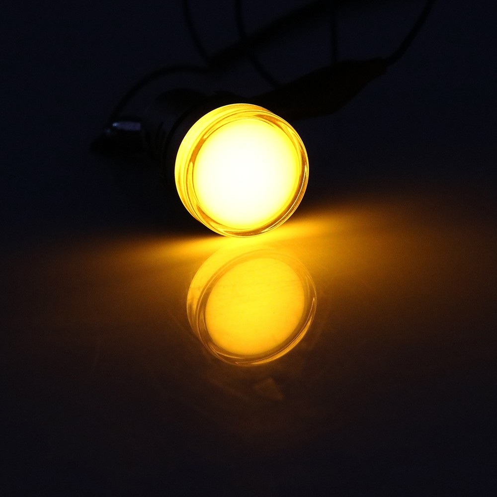Indicator Lights AC/DC 24V, Yellow LED, Flush Panel Mount 7/8" 22mm, 5Pcs