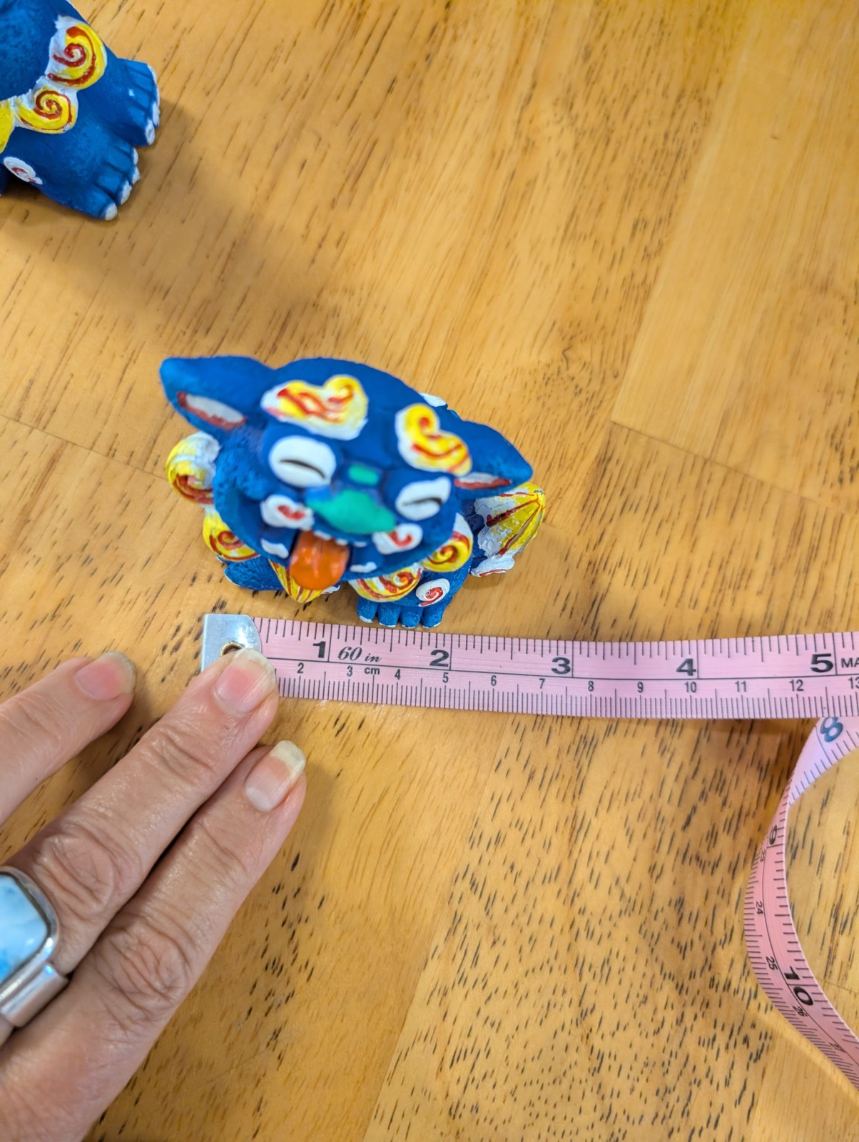 Shisa set of 2 small blue resin guardian foo dog figurines