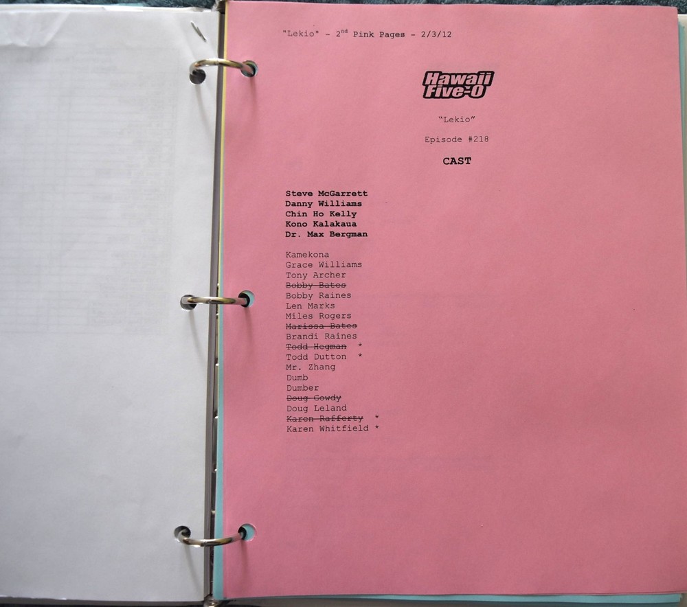 2012 Hawaii Five-O "Lekio" Original Script + Shooting Schedule