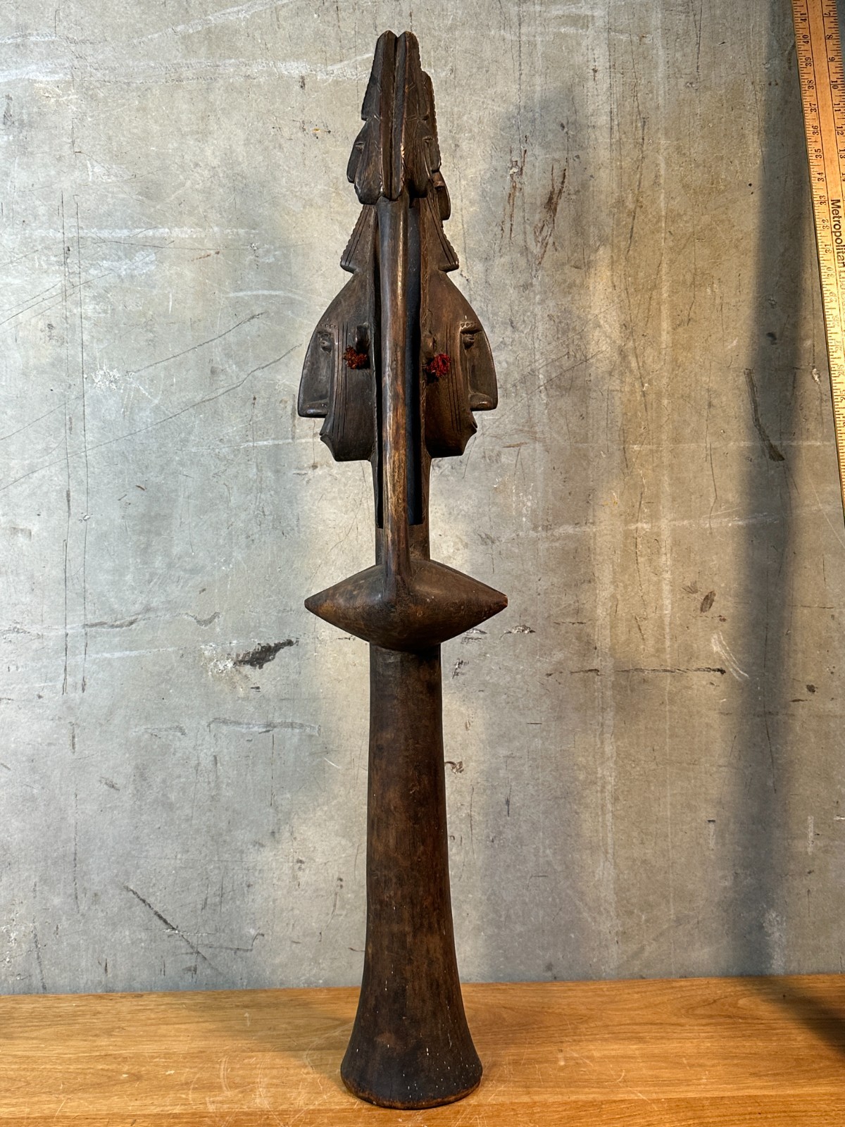 AFRICAN SCULPTURE - Large Bamana Rhythm Pounder Female Janus 19th C 38"