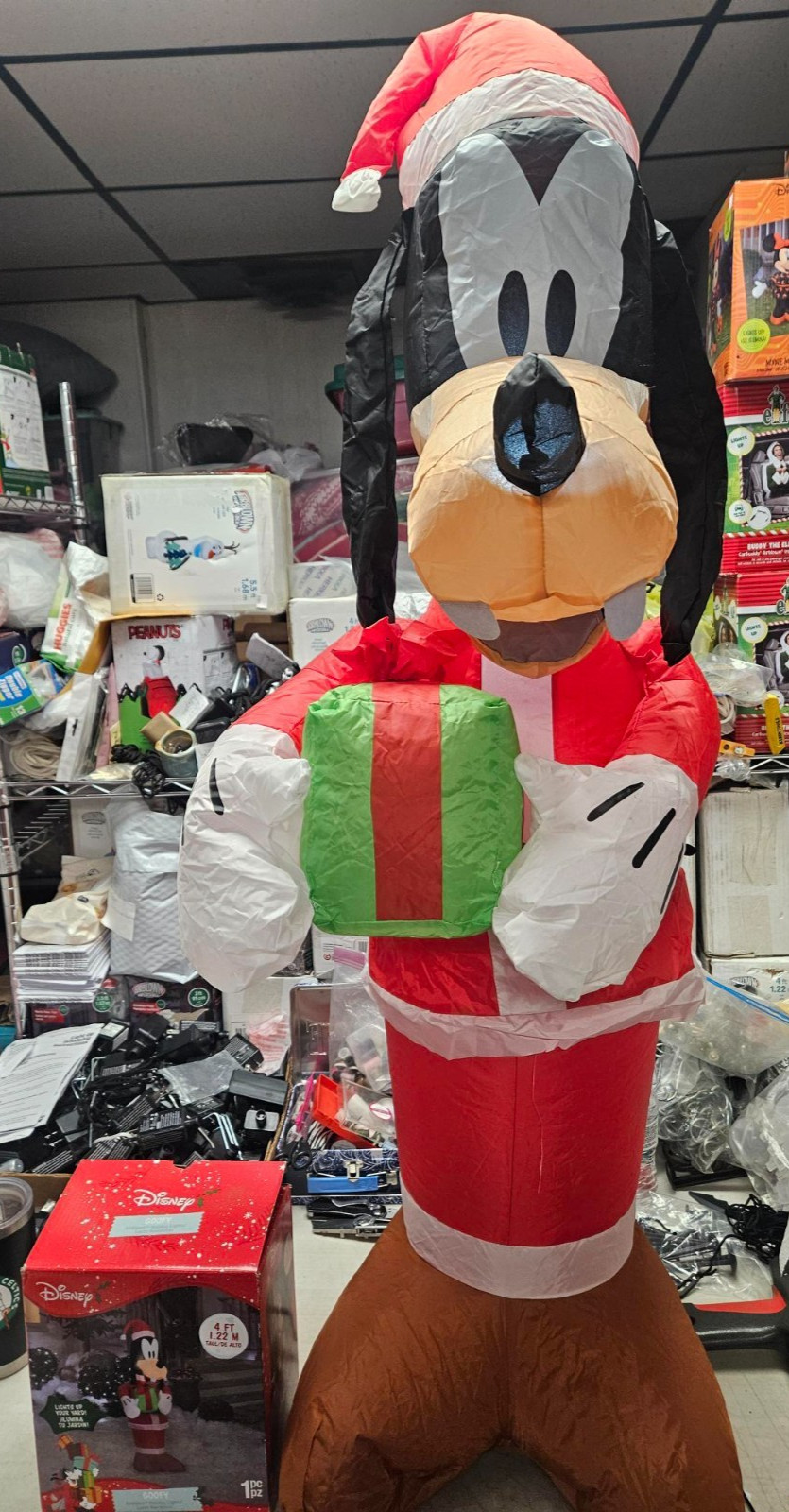 Gemmy 4ft Tall Disney's Goofy in Santa Suit Christmas Inflatable