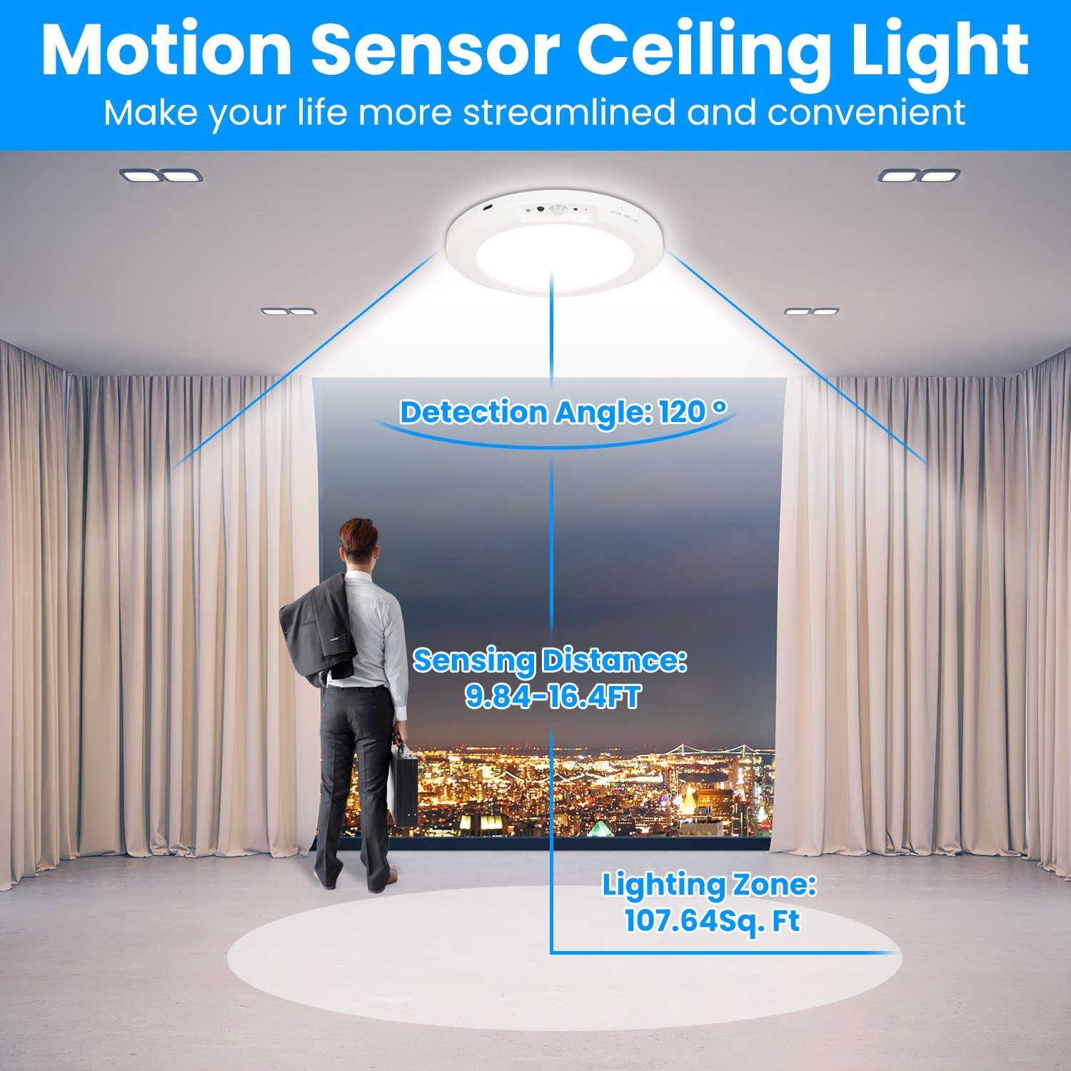 Magnetic Flush Ceiling Light Motion Sensor Dimmable Ceiling Light w/Remote Light