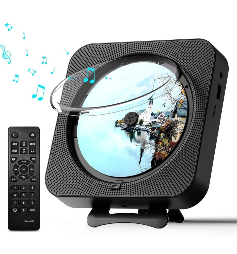 MICOCIOUS  Black Portable CD Player with Bluetooth Desktop CD Player
