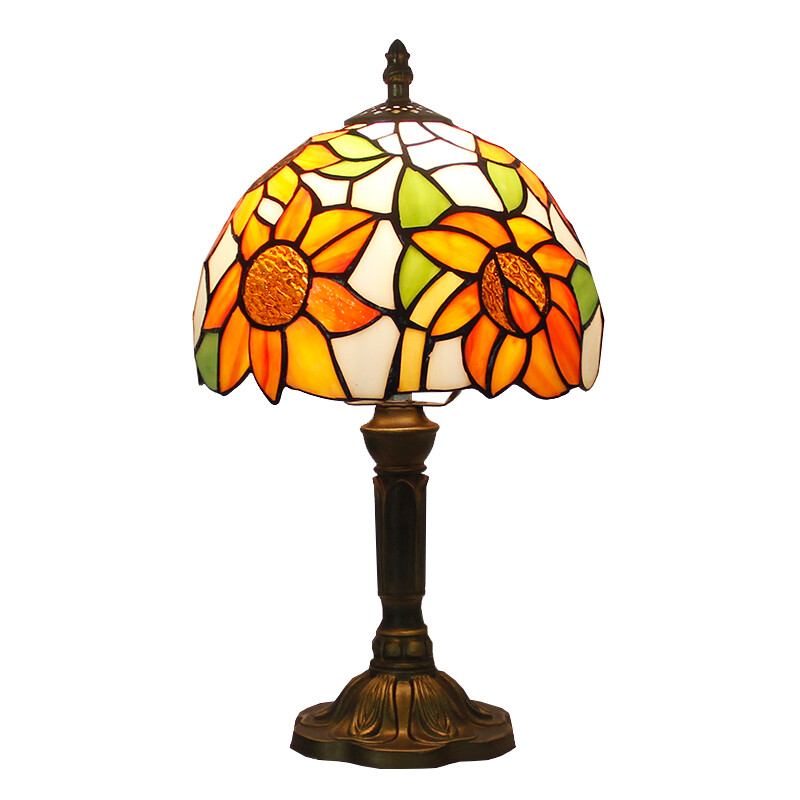 8 inch Retro Sunflower Stained Glass Tiffany style Table Bedside Reading lamp