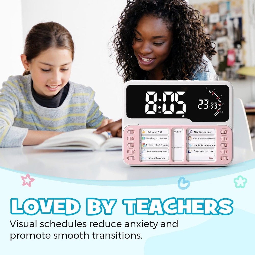7-in-1 Visual Timer for Kids & Adults with Task Planner – Time Management - Pink