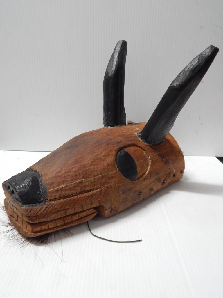 ANTIQUE c1890-1920s NW COAST ALASKA  INDIAN  ARTICULATED DEER MASK - XLNT!