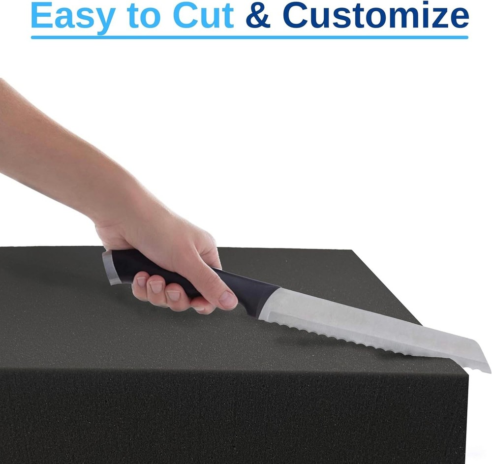 Durable 72" Charcoal Foam Cushion - 2" Thick High Density Upholstery Solution