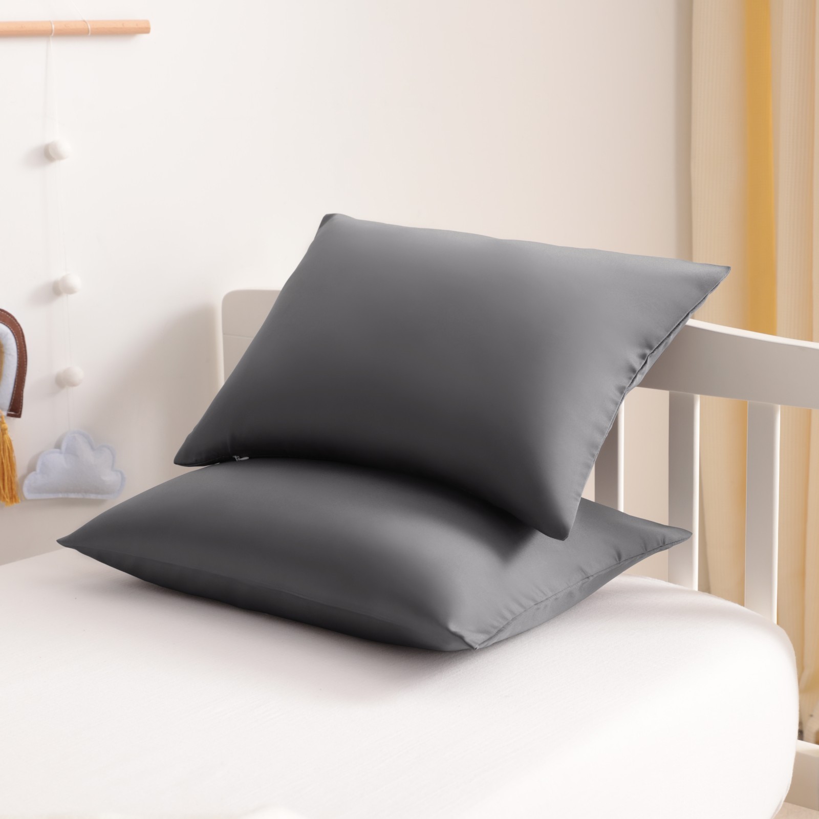 2 PCS Super Cozy Toddler Satin Pillow Case with Hidden Zipper, 13 x 18 Inches