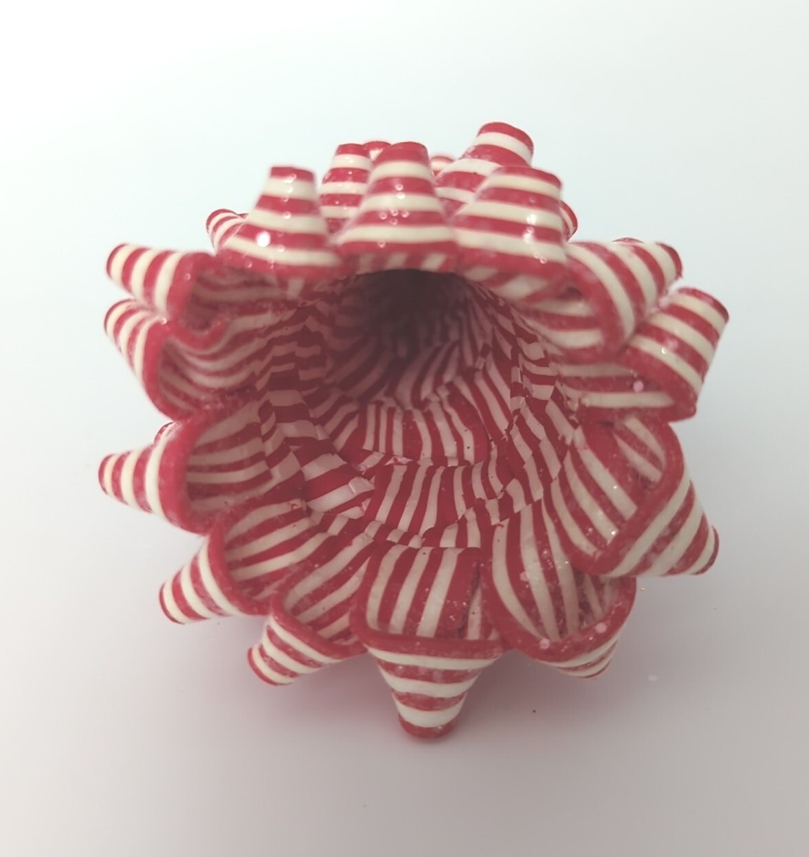 Christmas Peppermint Candy Cane Ribbon Tree Holiday Ornament 4.5" Icy Sparkling