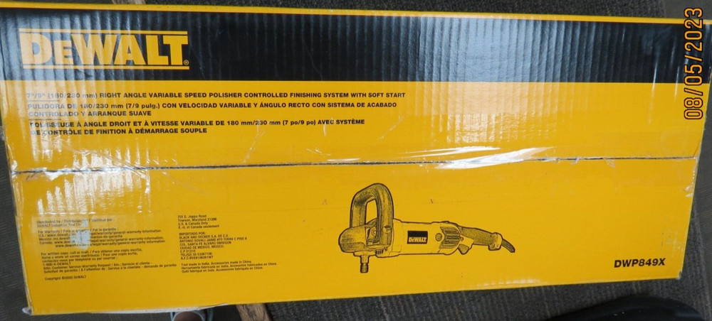 DEWALT DWP849X 7"/9" RIGHT ANGLE VS POLISHER CONTROLLED FINISH SYSTEM SOFT START