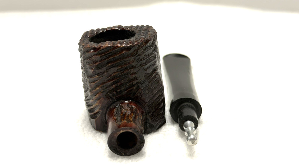 UNKNOWN MAKER: UNSMOKED 4 Panel Rustic Pot, Pristine Tapered Ebonite Stem