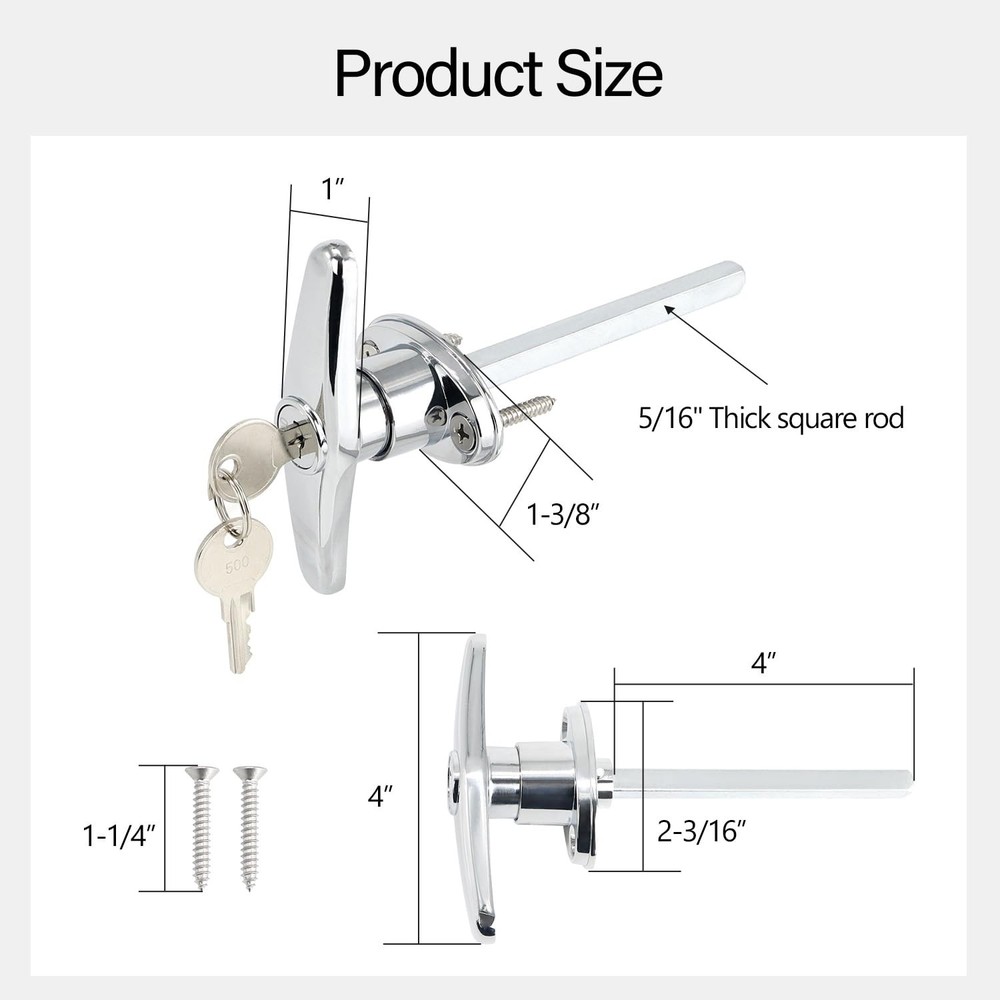 Garage Door T-Handle Replacement Lock, Universal Replacement Hardware Garage ...
