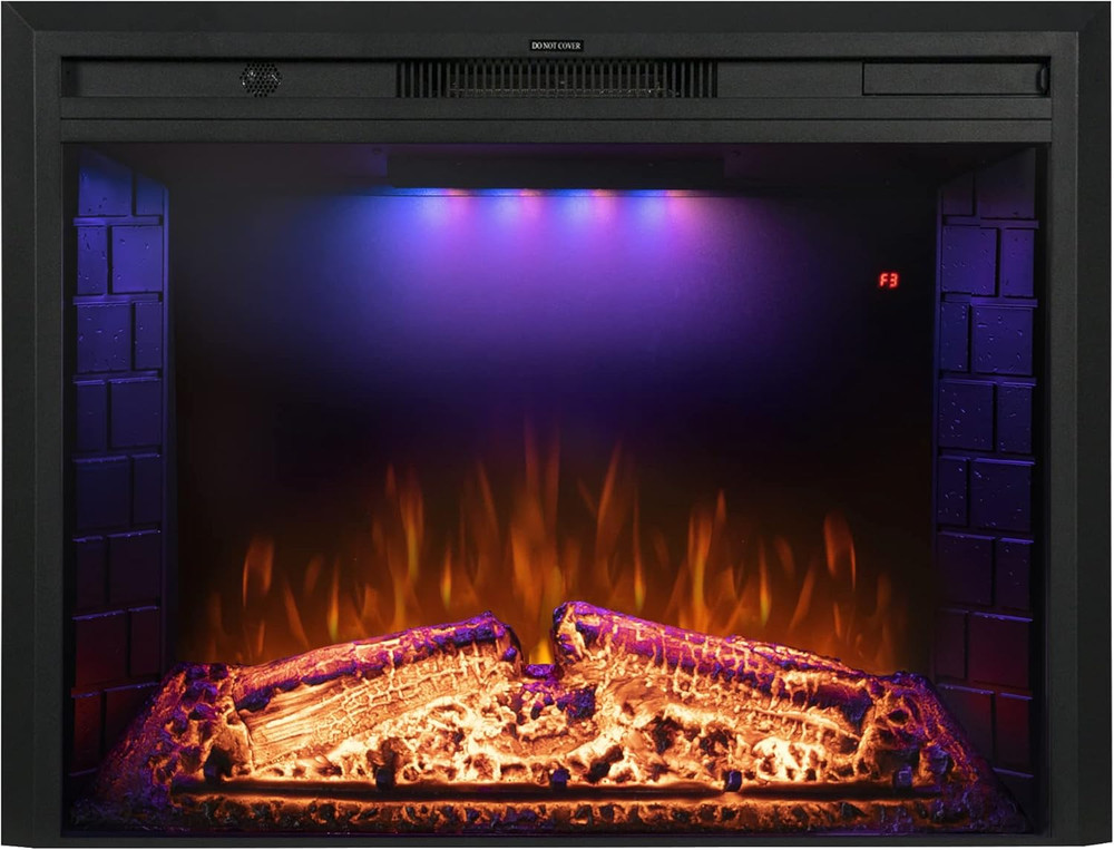33'' Recessed Electric Fireplace Insert with Adjustable Flames & Overheat Protec