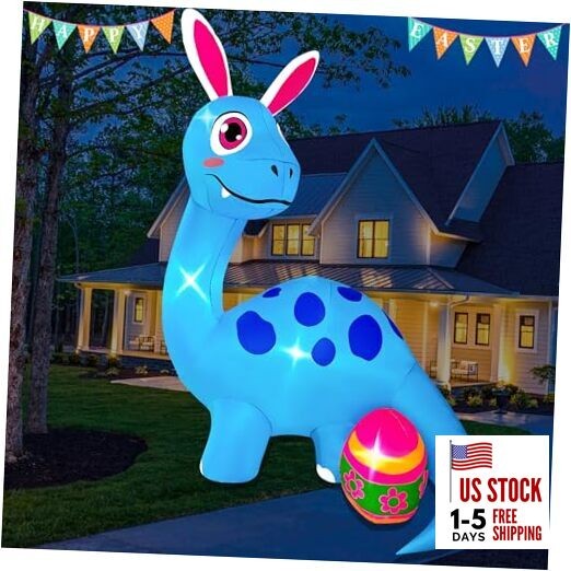 8FT Easter Inflatable Dinosaur with Cute A-8FT Easter Inflatable Dinosaur