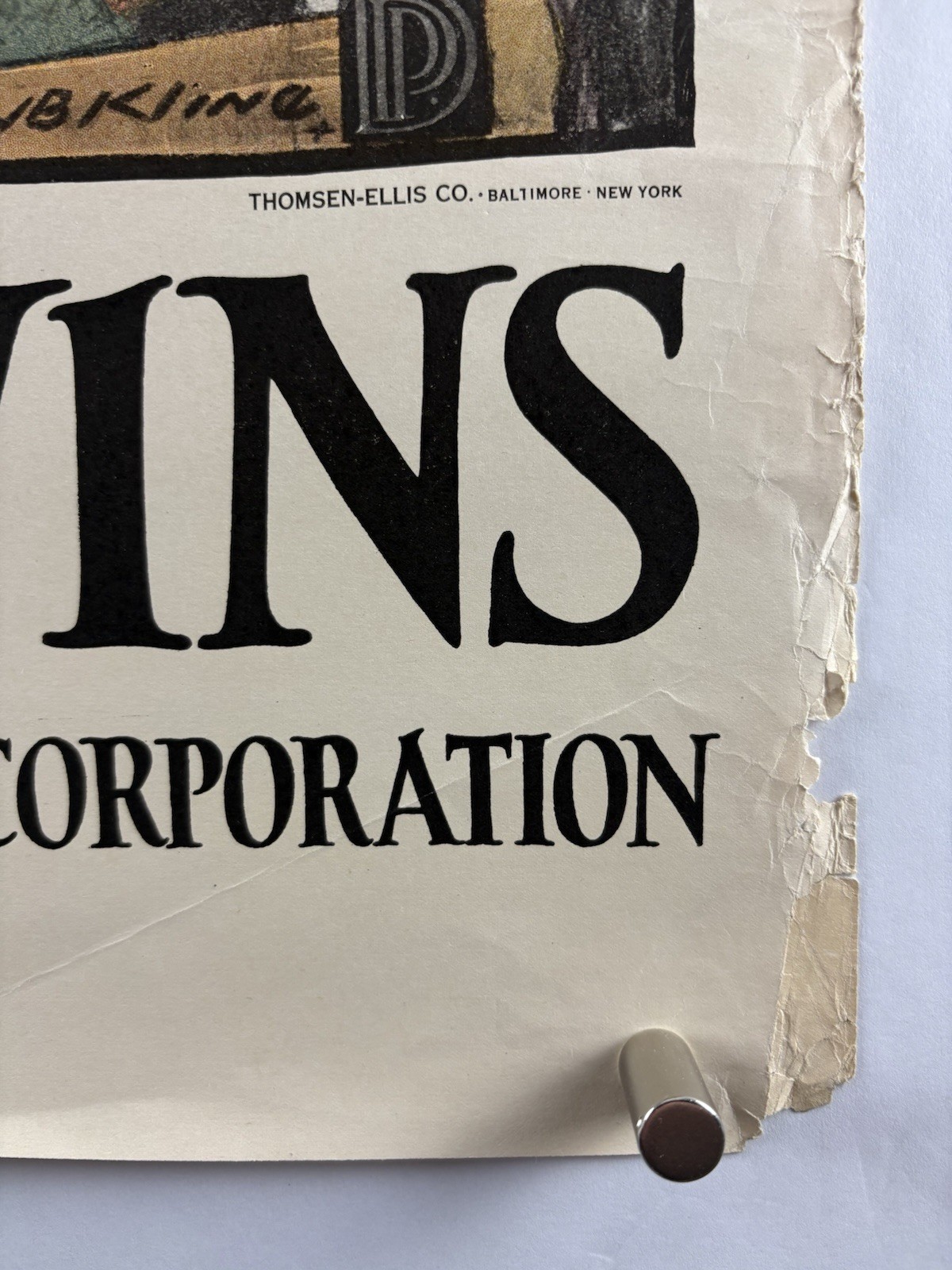 TEAMWORK WINS World War I Bond Poster (VeryGood) 1918 26 1/4”x41” WW1 Ships 001